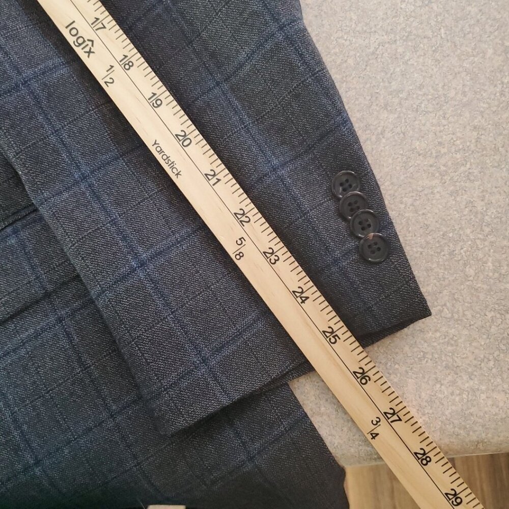 Ralph Ralph Lauren Suit Jacket Sport Coat Blazer 50L Blue Windowpane Wool - Picture 11 of 15
